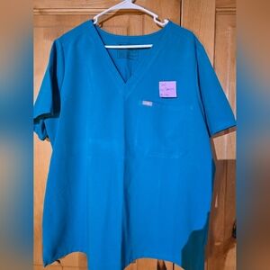 Figs XXL Teal Caterina scrub top